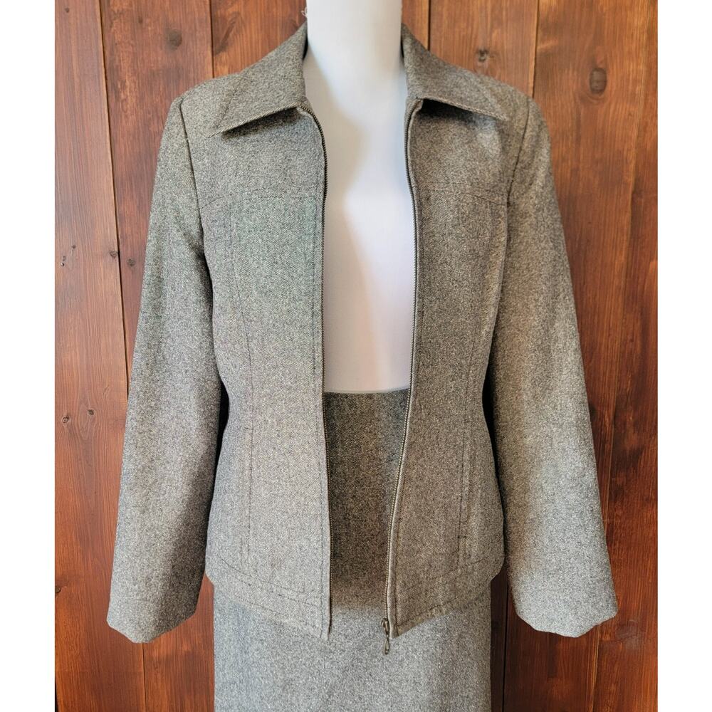 Vintage TRIBAL Women's 8 3-Piece Wool Tweed Suit Jacket Skirt Trousers Bulgaria